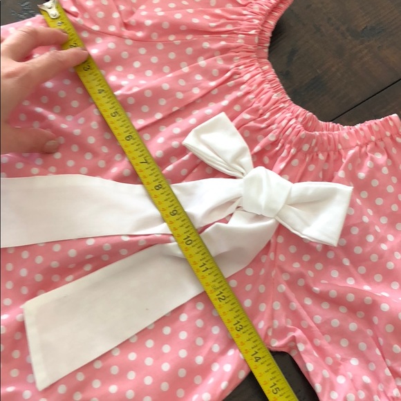 Beautiful Easter bunny dress pink & white polkadot - Picture 7 of 8